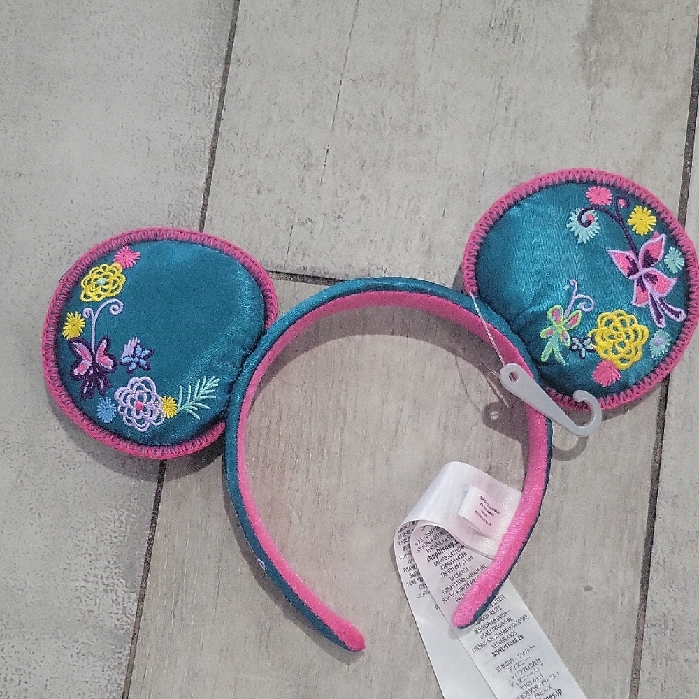 Disney Blue and Pink Hair Accessories Headband with Floral Embellishments